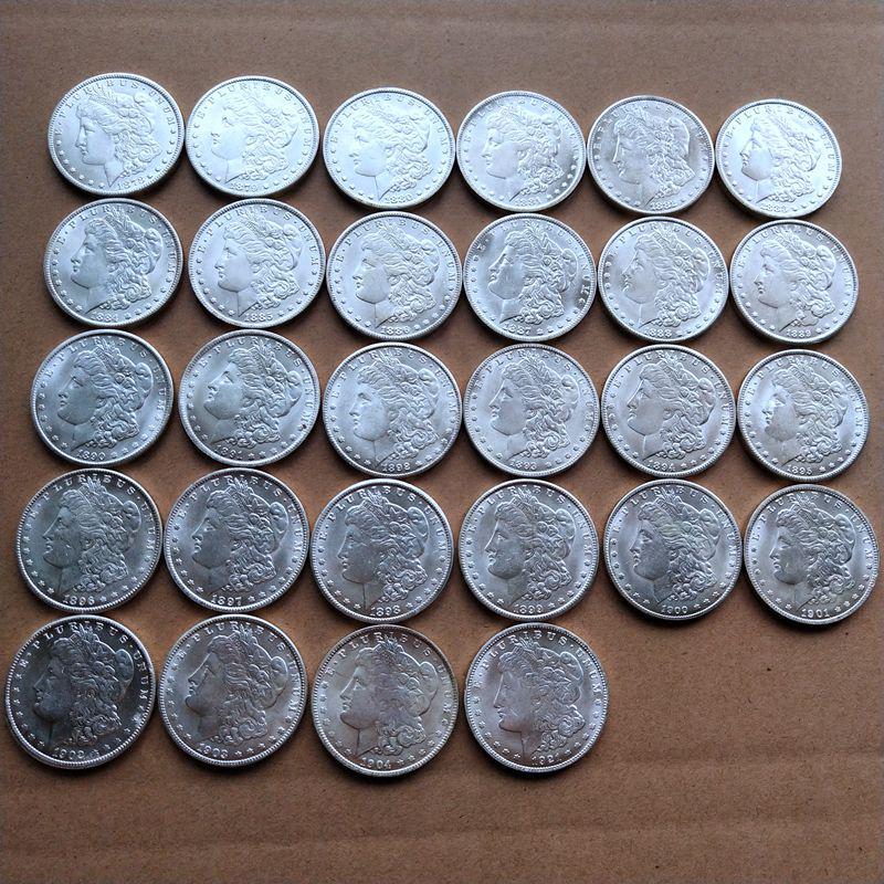 S Edition 28-Year Morgan Dollar Commemorative Brass & Silver-Plated Antique Coin