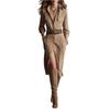French Retro Solid Suede A-Line Party Dress Woman Lapel Single Breasted Shirt Dress Fall Long Sleeve Pocket Slit Elegant Dresses