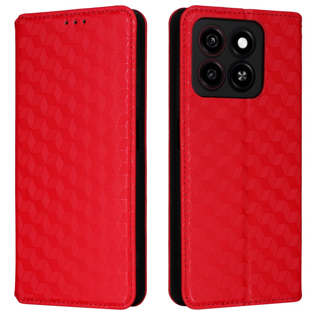 For ZTE Blade A35/Blade A55 Wallet Case Rhombus Imprinted Leather Phone Cover