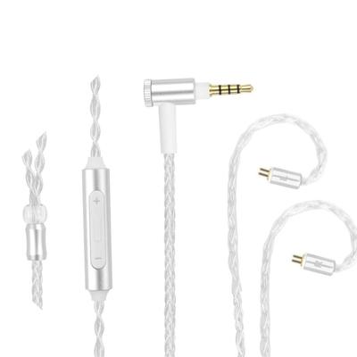 Universal 3.5mm Silver Plated Braided Earphone Cable Wire Double 0.78mm Pin Design for TF10 Stable Connection 1.1m
