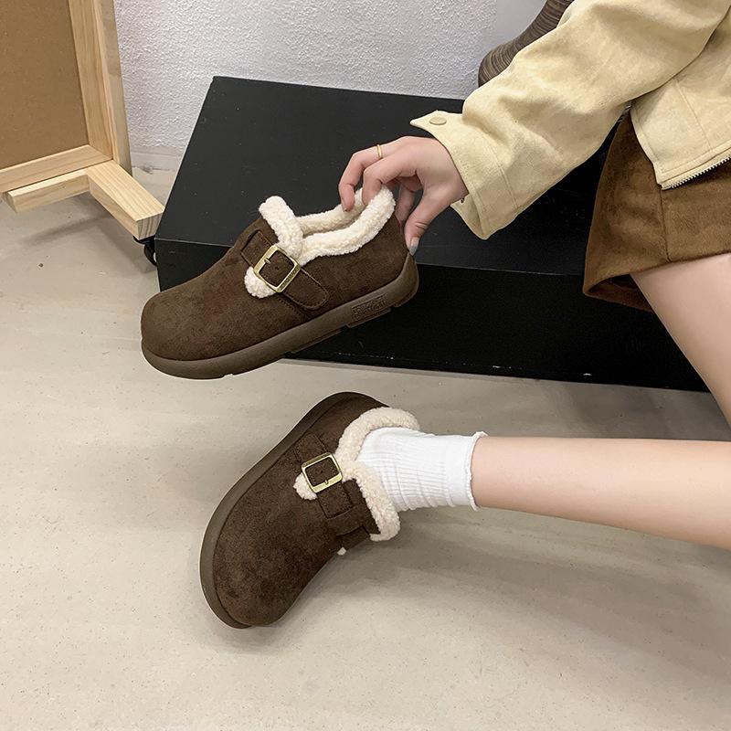 Women's Plus Size Soft-Sole Height-Enhancing Warm Winter Fur-Lined Ski Boots with Plush Lining Short Boots for Outdoor Sports and Cotton Boots