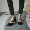 Fashion 2025 Autumn New Thick Heel Mary Jane Pumps Shallow Mouth Casual One Pedal Retro Sandals Thick Heel Single Shoes Women