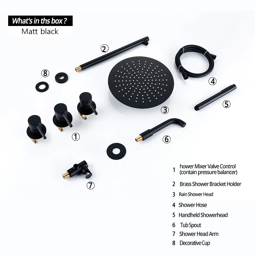 Bathroom Shower Faucet Set Bathroom Mixer Tap Bathtub With Brass Rainfall Headshower Handshower Hot Cold Spout 3 Way Diverter