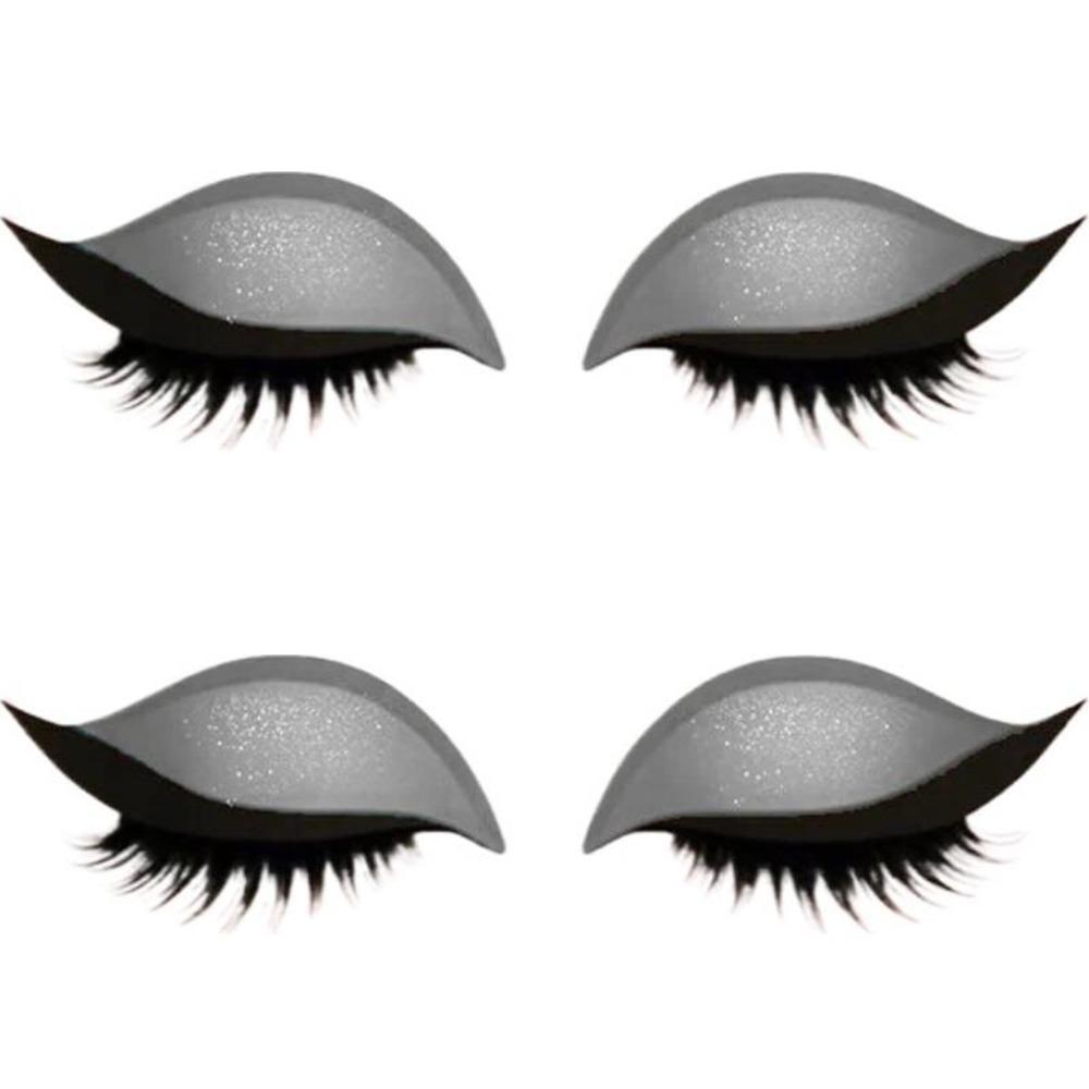 2 Pairs Self-Adhesive 3-in-1 Eye Makeup Sticker Reusable Party Makeup Stickers  Female