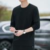 Men Tops Round Neck Long Sleeve Autumn Tops Solid Color Thin Bottom Tops Regular Style Casual Pullover Tops