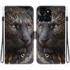 Handmade PU Leather Flip Case for Honor X6a Anti-Slip Shockproof Cover with Wrist Strap & Heart/Rose Cat Designs