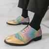 Men Derbys Gold Color Wedding Dress Dance Shoes Leather Shoes Business Formal Shoes Tuxedo Prom Blazers Shoes Large Size