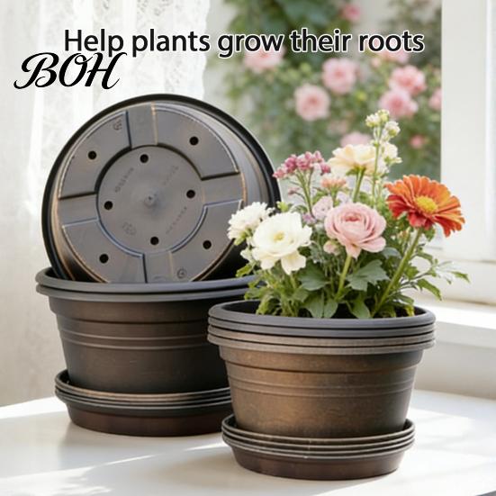 Non-slip Bulb Growing Pots Plant Pot with Saucer, 10 Inch 13 Wide Flowerpot Versatile for Balcony Drainage Holes, Indoor Outdoor Planter Tulips Lilies