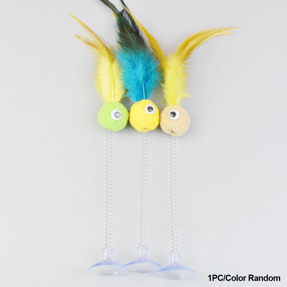 1 buc Jucărie Pisică Arcuș cu Pene Ventuză Multicolor Minge de Blană de Pisică Baghetă Teaser Jucării Interactive pentru Animale de Companie Jucării Scărpinătoare pentru Pisici Consumabile Culoare Aleatorie