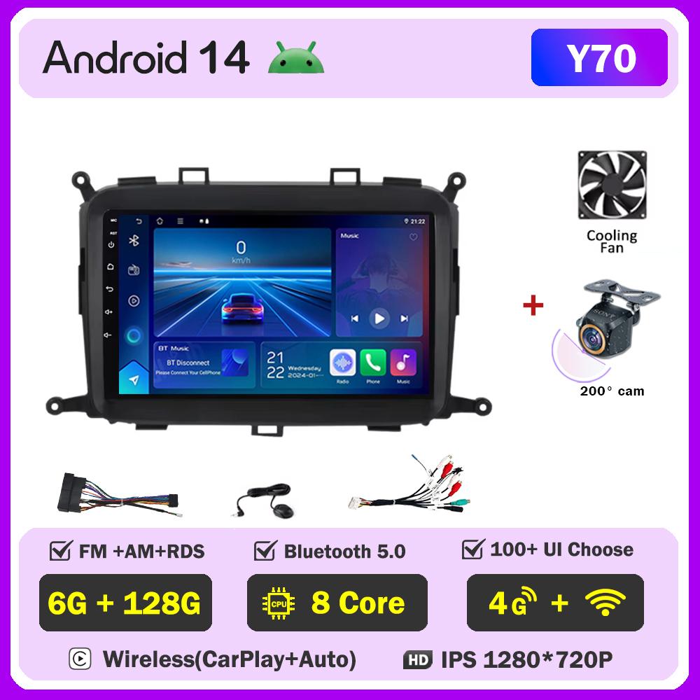 Android 14 For Kia Carens RP 3l 2013-2019 Car Multimedia Video Player Stereo Head Unit Intelligent Car Systems GPS Navigation