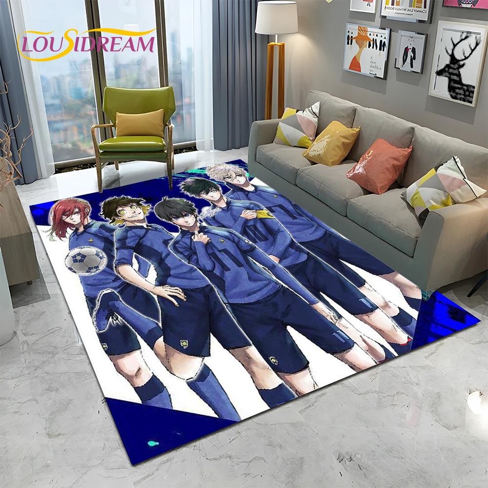 Teppich mit Cartoon-Motiv, blaues Schloss, Fußball, Anime, für Zuhause, Wohnzimmer, Schlafzimmer, Sofa, Fußmatte, Dekoration, Kinderspielbereich, rutschfeste Bodenmatte