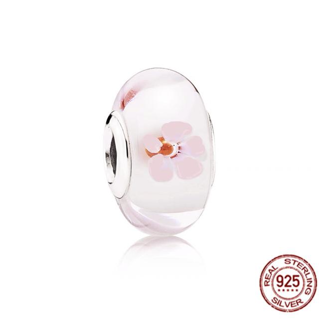 925 Sterling Silver White Red Blue Lucky Four -Leaf Clover Murano Glass Charm Jewelry Bead Fit Sweet Fasion Bracelet