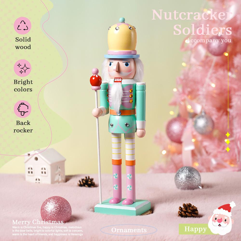 38CM Nutcracker Soldier Puppet Candy Series Combination Wooden Craft Christmas Tree Pendant Family Festival Decoration Gift