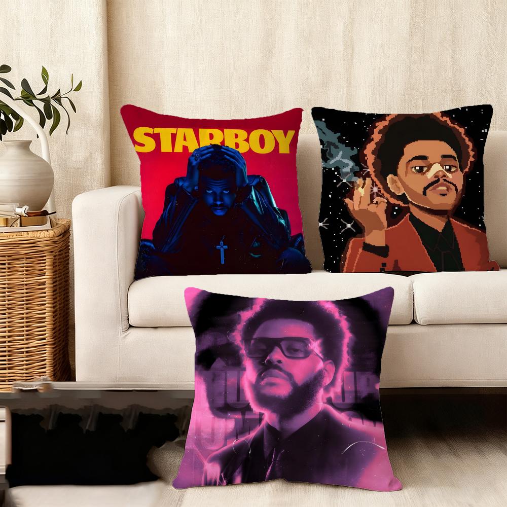 TThe WeekndD Singer Cushion Cover Plush Fabric Soft DoubleSided Printed Sofa Warm Winter Home Child Gift Pillow Case