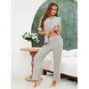 Damen Modal Pit Striped Cotton Freizeit Bequemer Lockerer Pyjama Frühling und Sommer Neues Kurzarm-Loungewear-Hosenset