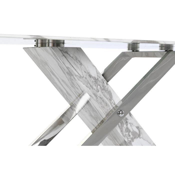 Table Basse - Moderne - Blanc - Verre - Acier
