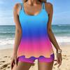 Women's Swimwear Tankini 2 Piece Swimsuit  Geometric  Pattern Print Vacation Bathing Suits
