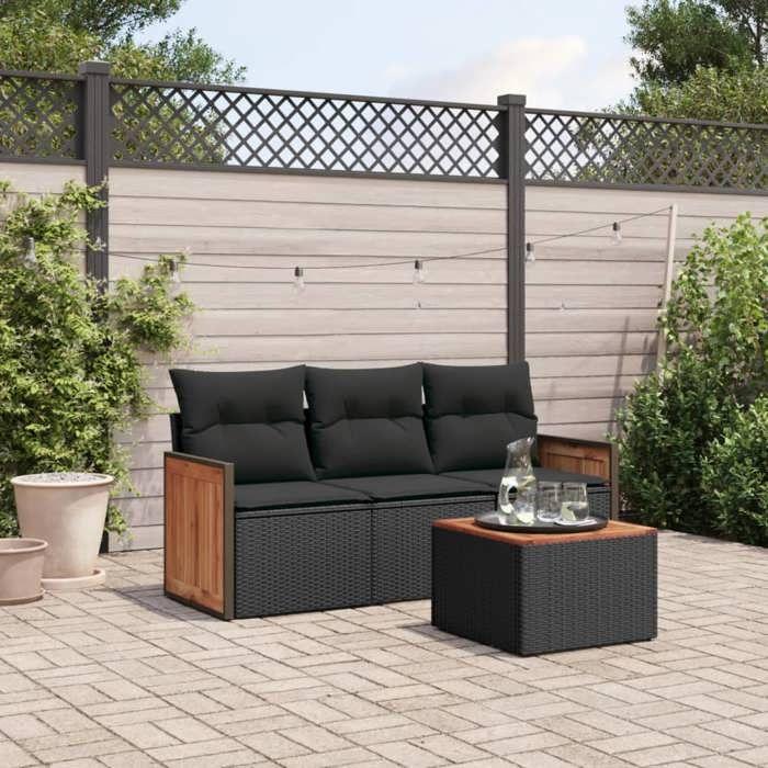 VidaXL Garden Lounge Set with Cushions 4 Pcs, Patio Sofas, Patio Furniture Set, Outdoor Furniture, Black 3227441