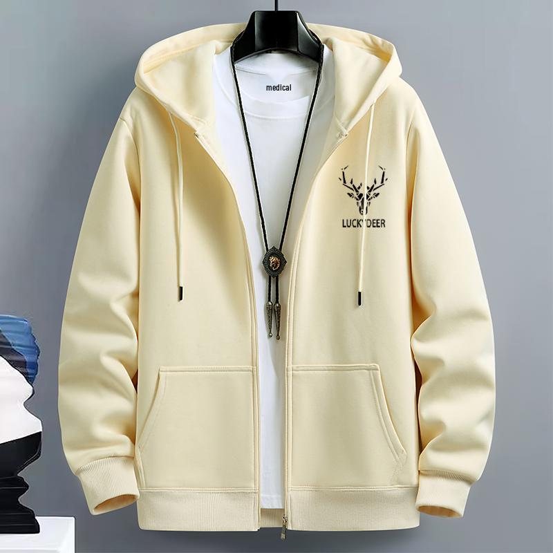 Men s Genuine Woodpecker Plus Velvet Thick Cardigan Hoodie - Winter/Spring Outerwear, Loose Fit, Plus Size XL (130-150 jin)