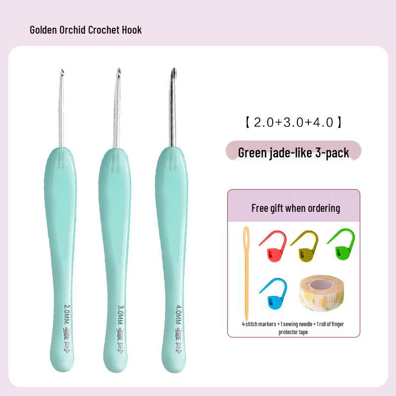 Soft Grip Resin Crochet Hook with Hand-Polished Stainless Steel Needle for Doll and Wool Knitting