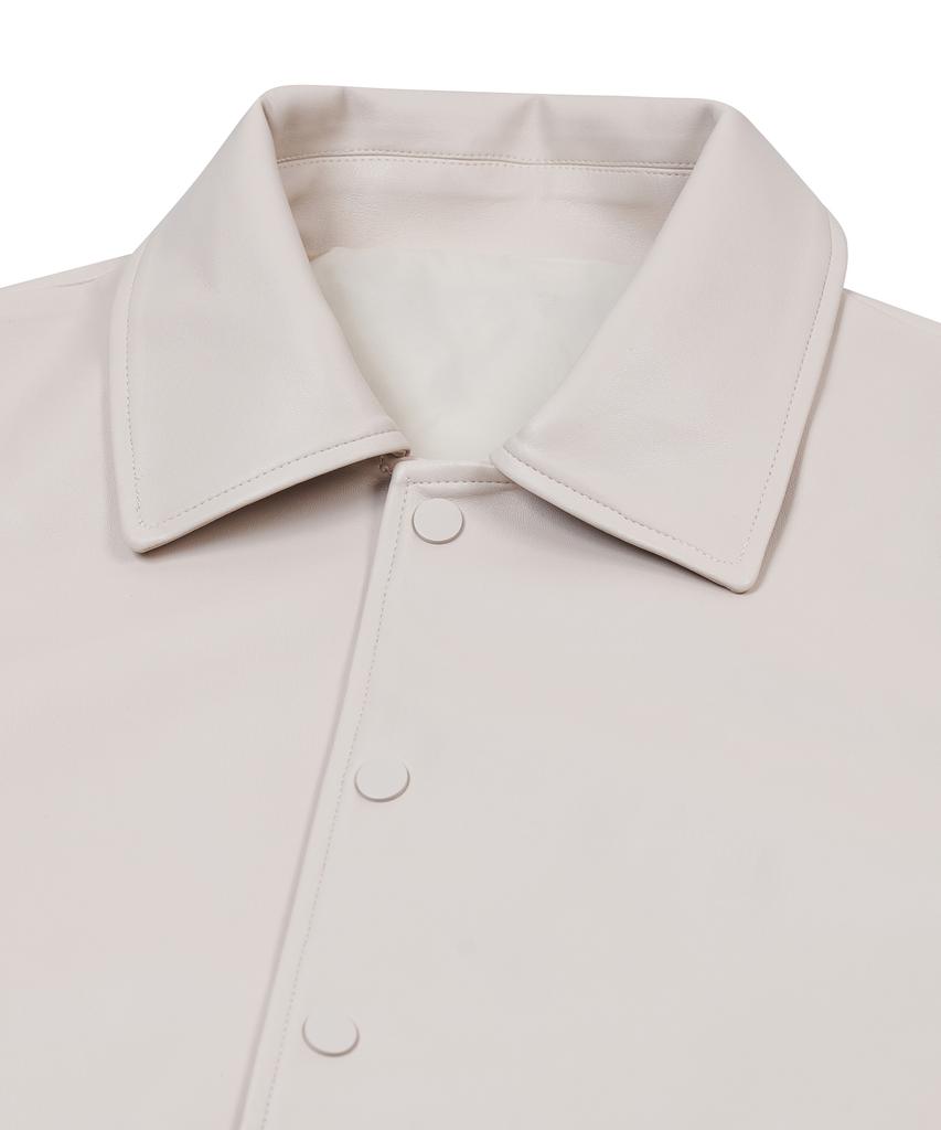 Ironyporno Whiteline 86-Iro199 Color Mix Varsity Leather Jacket Ivory