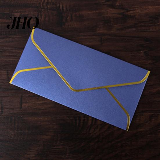 Enveloppes d'invitation de fête 10 pièces Bordure dorée Rabat en V Scellage rapide Vintage Luxe Bureau Vérification Lettre Envoi Anniversaire Salutation Remise des diplômes Mariage Kit