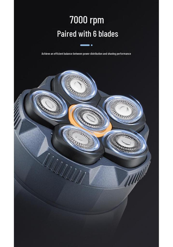 High-Power Washable 6D Bald Head & Beard Trimmer with Magnetic Blades for Men