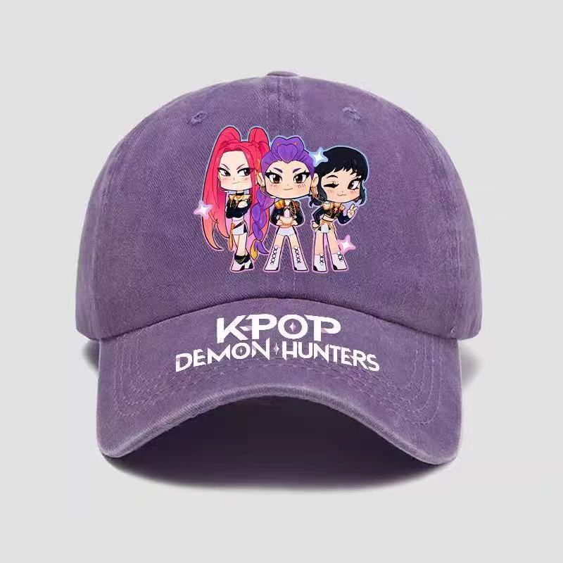 Demon Hunter Girls' Printed Baseball Cap, Retro Baseball Cap, Casual Cotton Sports Washed Cap