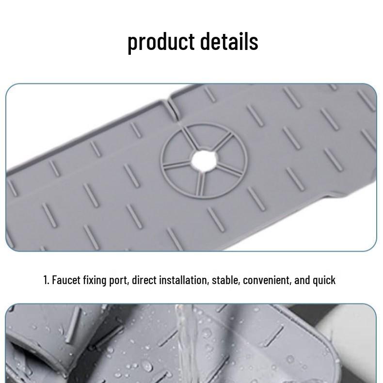 Silicone Faucet Splash Guard: Non-slip, Water-blocking Vanity Storage and Draining Mat for Kitchen & Bathroom.