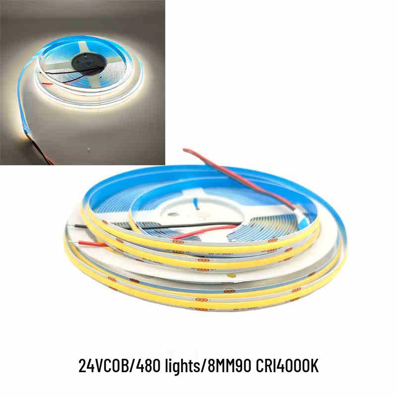 COB Self-Adhesive LED Light Strip: Flexible 5V/12V/24V, Low Voltage, Three-Color for Home, Ceiling, Cabinet, and Mall Decor