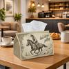 1pc Western Cowboy Art Tissue Box - Multi-functional Napkin Dispenser, Two Sizes Available Made of Durable Polyester, Decorated with Sepia Nostalgic A