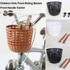 Adjustable Strap Bike Basket Retro Woven Plastic Front Riding Basket 7 Styles Durable Front Handle Carrier