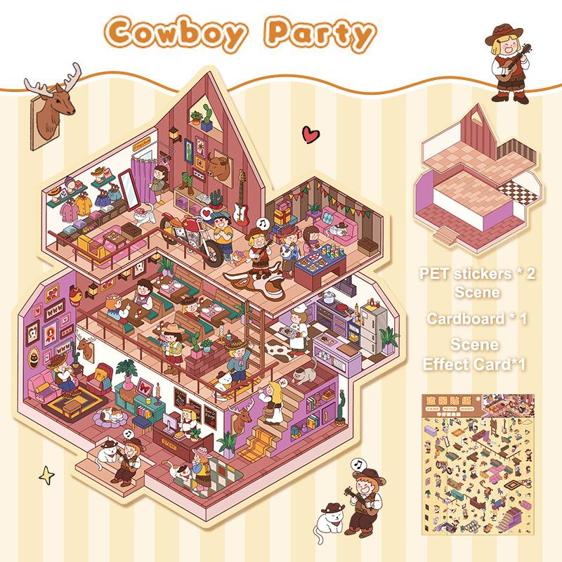 

1 комплект мультяшных 3D-наклеек «сделай сам», карманные наклейки для сцен в каюте, наклейки для наклеивания, большие миниатюрные наклейки для сцен, подарки на день рождения