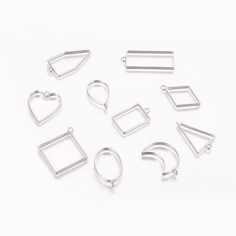 

10шт геометрическая полая прессованная рамка для изготовления ювелирных изделий из смолы серебряный