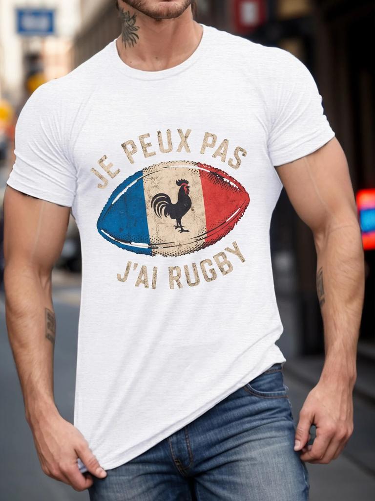 Summer Unisexs Rugby Graphic Print Tshirt Fashion Casual Loose Sports Short Sleeve Daily Round Neck Tops Trend Street Unisex Clothes