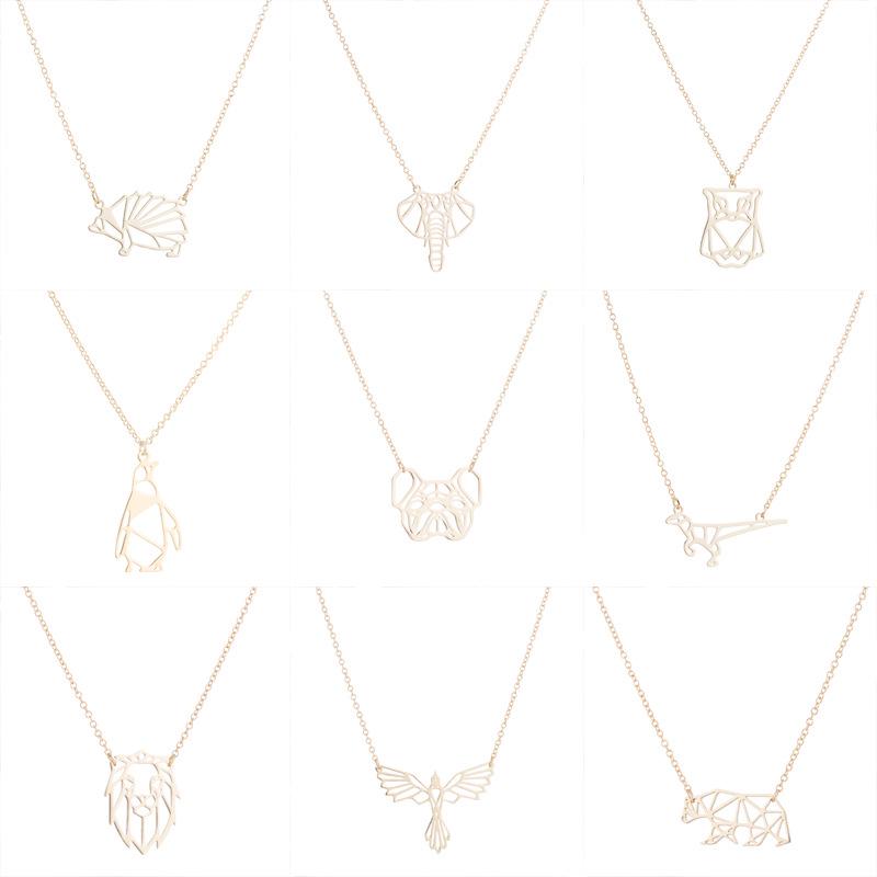 Elegant Women's Stainless Steel Origami Pendant Necklace