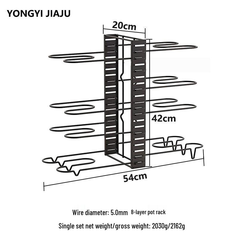 Dwustronny wieszak na garnki: Łatwy w montażu pionowy stojak z żelaznego drutu do przechowywania garnków i patelni