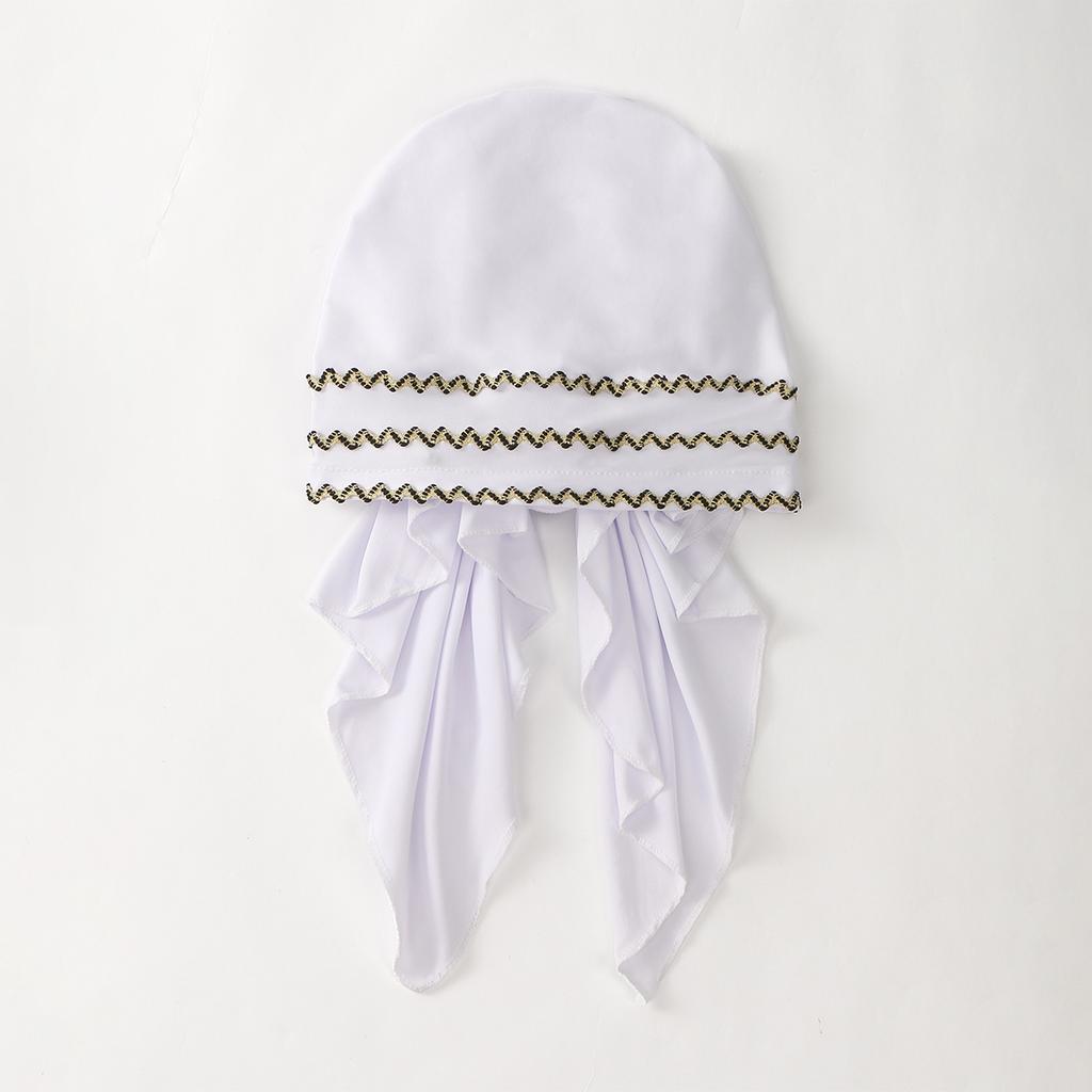Women Golden Stripes Elastic Hat Cap Muslim Hijab Headband Middle East Instant Scarf Hijab Islamic Turban Bandana