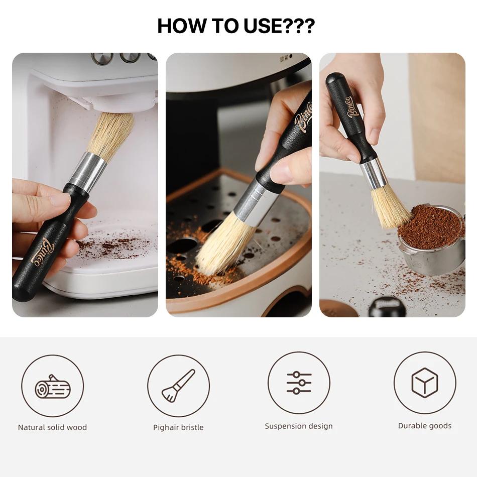 Coffee Brush Grinder  Solid Wood Brush Vintage Retro Barista Espresso Machine Cleaner Cleaning Tool Coffee Machine Accessories