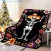 1pc Skull Print Blanket, Mexican Style, Multiple Sizes Available, Suitable for Living Room, Bedroom, Study, Office, Outdoor