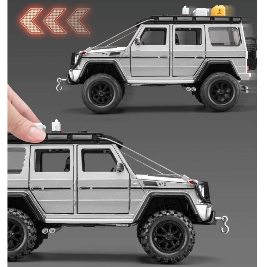 1/24 Scale Mercedes-Benz G550 4X4 Modified Version Off-road Car Diecast Car Sound Light Pull Back Vehicle TV Cabinet Decorations Gift