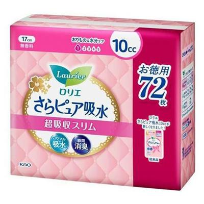 Kao Lorie Bosong Pure Absorbent Super Absorbent Slim 10cc Super Jumbo Unparfümiert 72 Stück