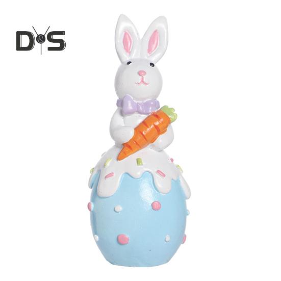 

Статуэтка пасхального кролика, резиновые фигурки кроликов с цветком/яйцом/морковкой, настольные украшения для домашнего офиса, фермерского дома, весенний декор небесно-голубой