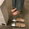 Flat-bottomed Temperament Bag Head Half Slippers Women's Shoes Outer Wear 2025 New Spring and Summer French Mary Jane Half Tray