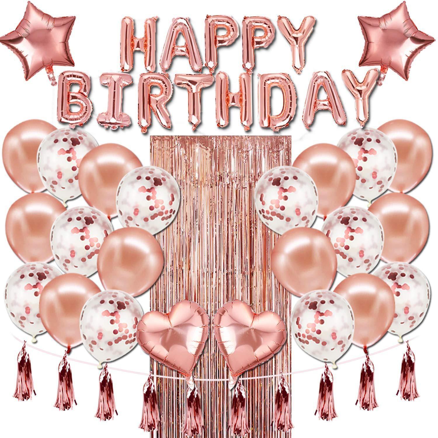 

Rose Gold Balloon Decoration Set Birthday Party Supplies Happybirthday Party Decoration Rose Gold Fringed Birthday Set