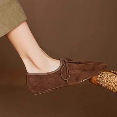 ! Korean Version of Loafers, Lace-up, Soft-soled Lazy Shoes, Casual Flat-soled Single Shoes, Chengdu Handmade, Comfortable and Versatile