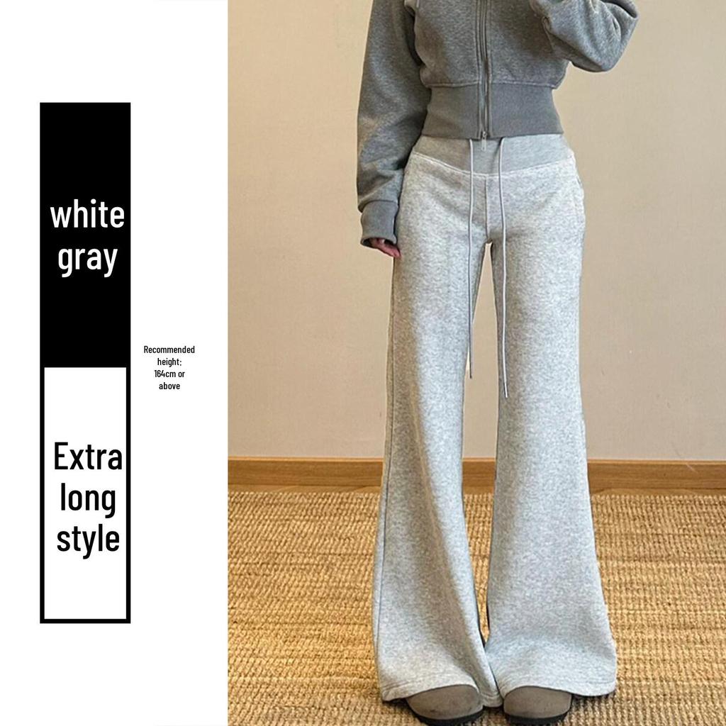 Women's Black Micro-Flare Sports Sweatpants, High-Waisted, Slimming, Flattering, Plus Velvet, Autumn/Winter 2025 Collection