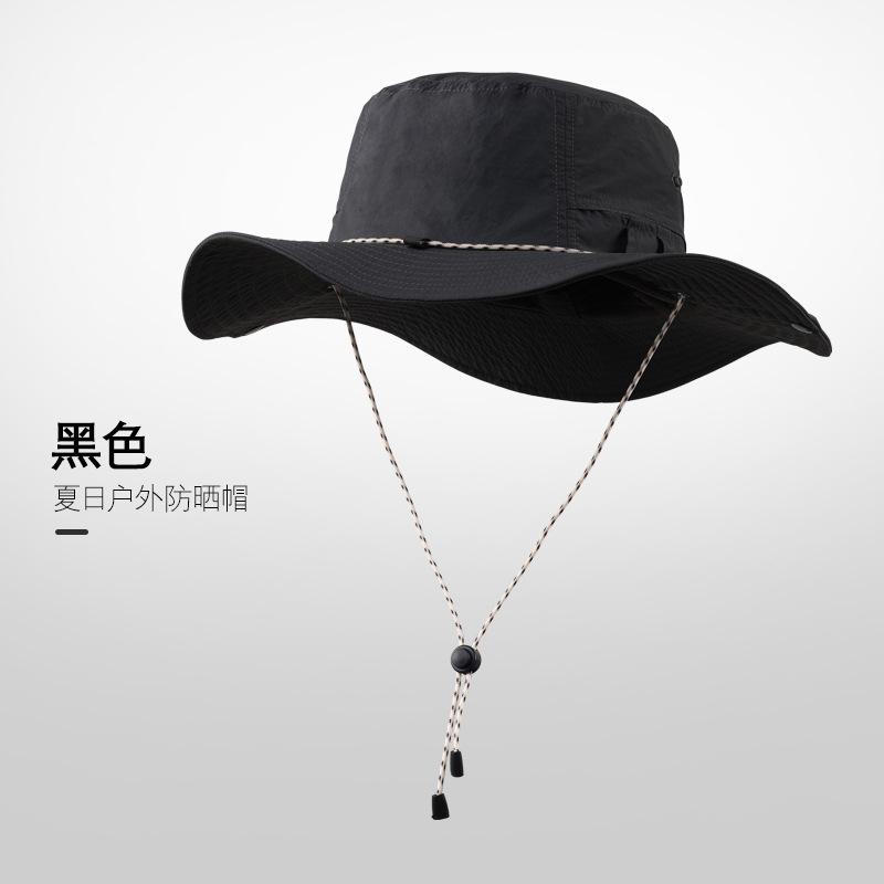 Summer outdoor hiking hat men's quick-drying breathable anti-ultraviolet big eaves sunshade bucket hat women's foldable sunscreen hat
