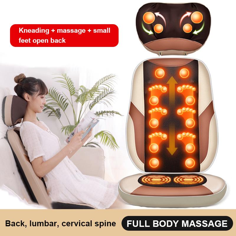 Muti_function Full Body Deep Tissue Cervical Vertebra Massage Pad with Heat and Kneading Foldable Massage Pad for Home and Car