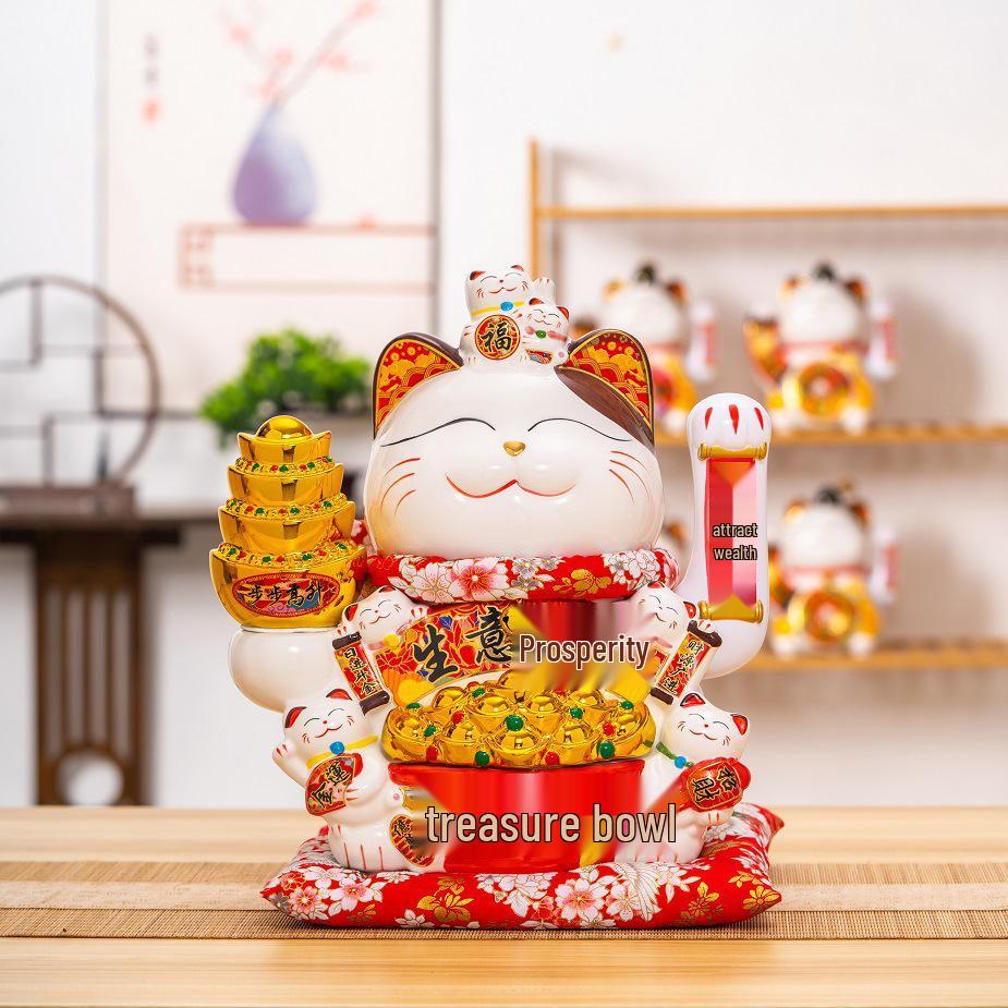 Large Lucky Cat Maneki-neko Ornament Shop Decoration for Home or Cashier Counter Opening Gift
